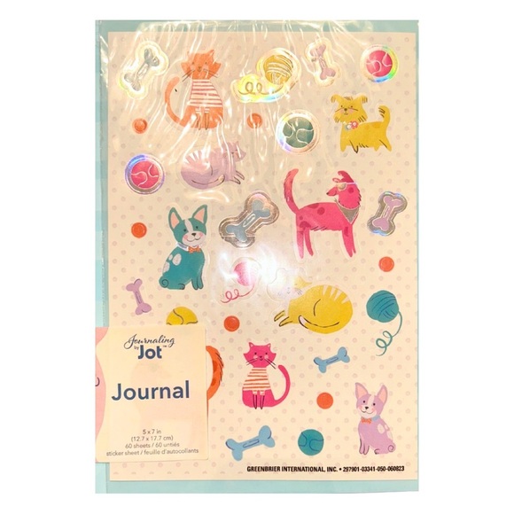 🐾PETS Journal Notebook + Cat & Dog Stickers + Gem Sparkle PEN Notepad NWT - Picture 11 of 12